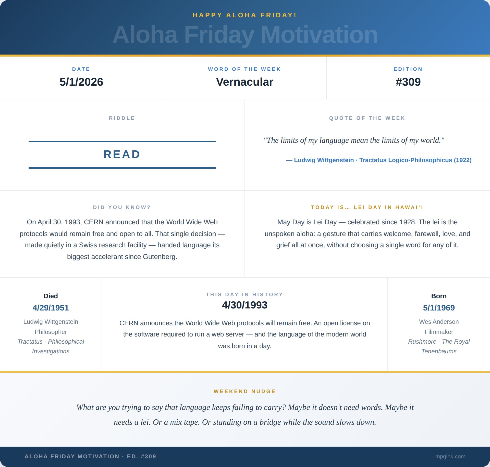 AFM Edition #309 — Last Night — visual card